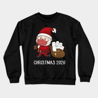 Santa with Face Mask and Toilet Paper Gifts Funny Christmas 2020 Crewneck Sweatshirt